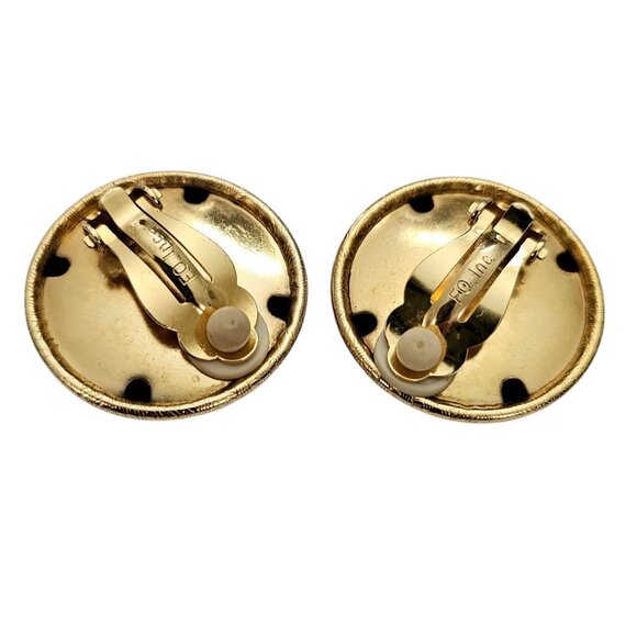 FO Inc. Gold Tone Round Dome Clip On Earrings Weave Texture, Fernando Originals - Picture 11 of 13